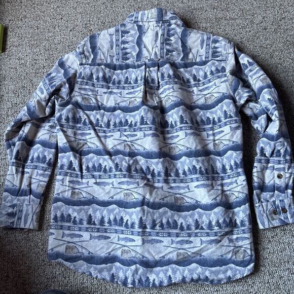 Vintage Men’s Woolrich Button Down Flannel Fisherman Size Medium Blue - Picture 6 of 6